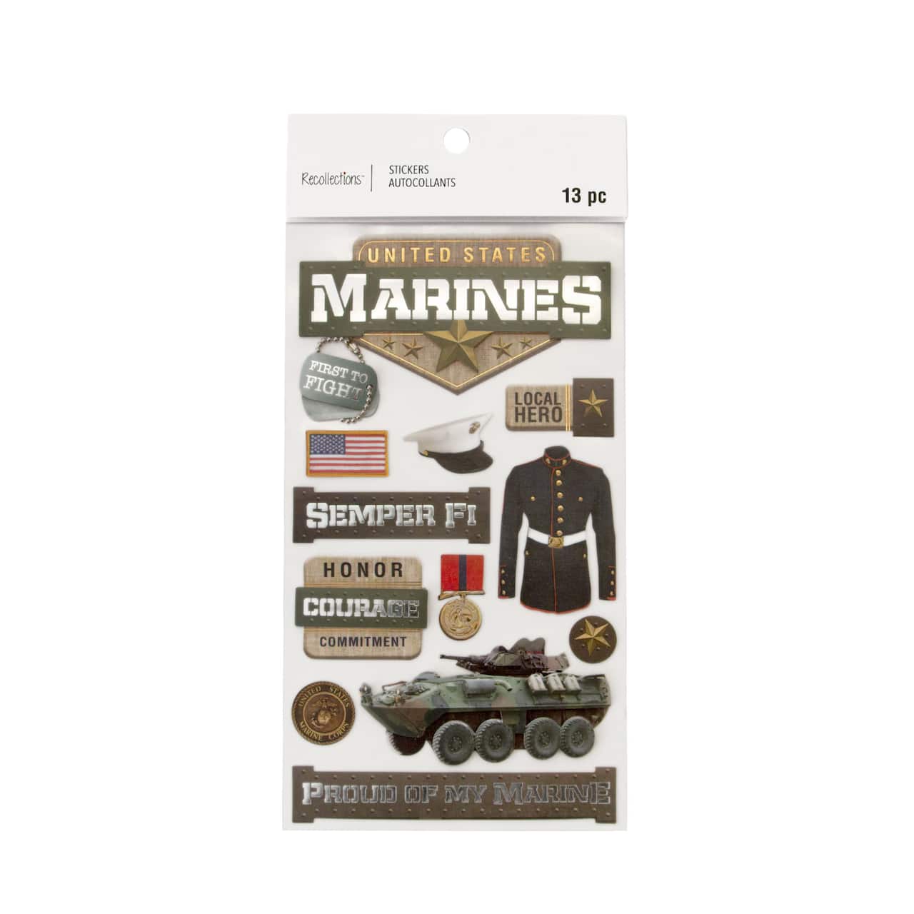 12 Pack: Marine Corps Dimensional Stickers by Recollections™